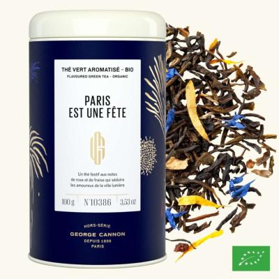 PARIS EST UNE FÊTE - Thé vert aromatisé BIO - Boîte 100 g 