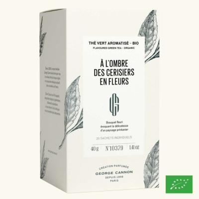 À L'OMBRE DES CERISIERS EN FLEURS - Thé vert aromatisé BIO - Boîte 20 sachets