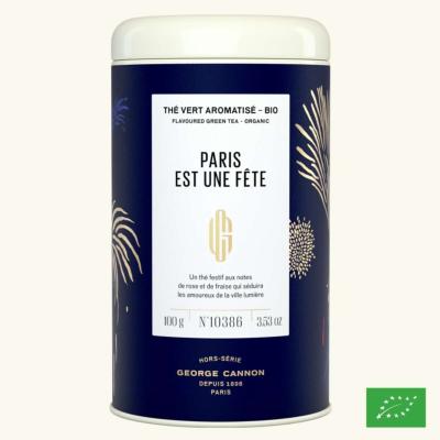 PARIS EST UNE FÊTE - Thé vert aromatisé BIO - Boîte 100 g 