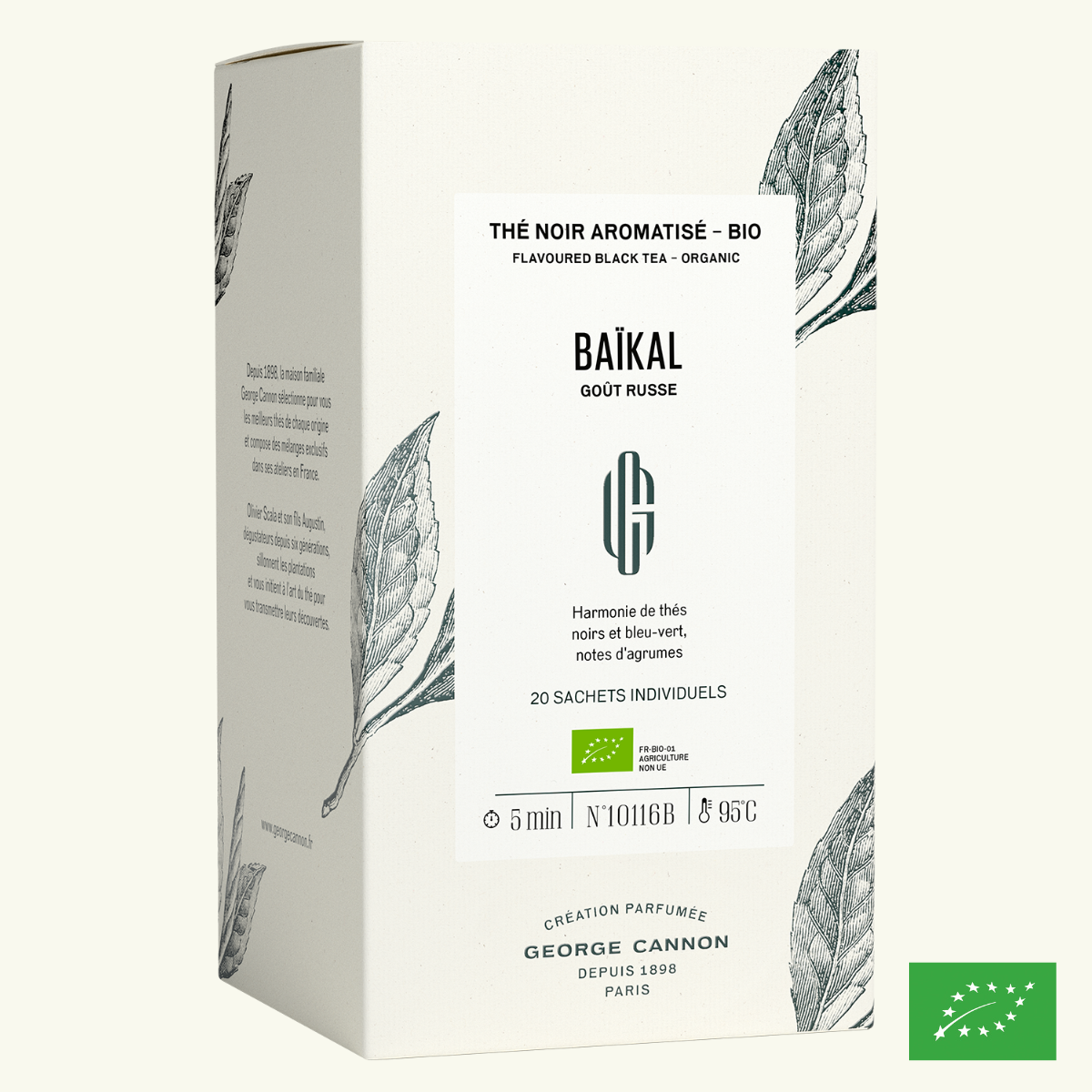 BAÏKAL Goût Russe - Thé noir aromatisé BIO - Boîte de 20 sachets