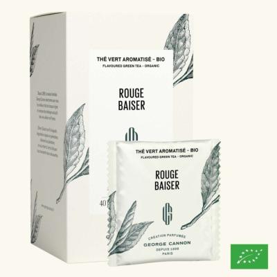 ROUGE BAISER - Thé vert aromatisé BIO - Boîte 20 sachets individuels