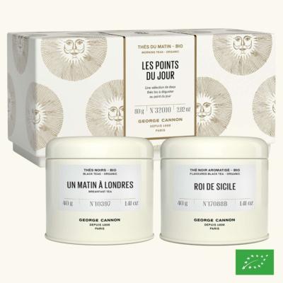 LES POINTS DU JOUR - Coffret boîtes de thé - Sélection de 2 thés bio du matin