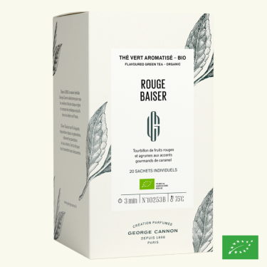 ROUGE BAISER - Thé vert aromatisé BIO - Boîte 20 sachets individuels