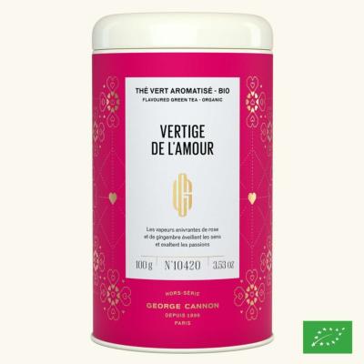 VERTIGE DE L'AMOUR - Thé vert aromatisé BIO - Boîte 100g