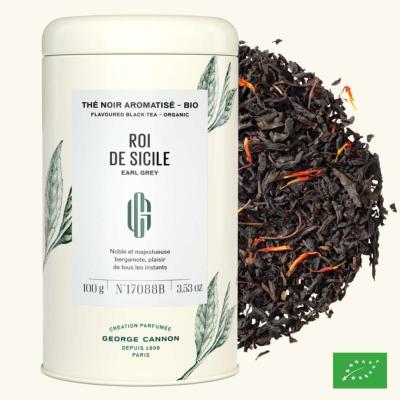 ROI DE SICILE, Earl Grey - Thé noir aromatisé BIO - Boîte 100g